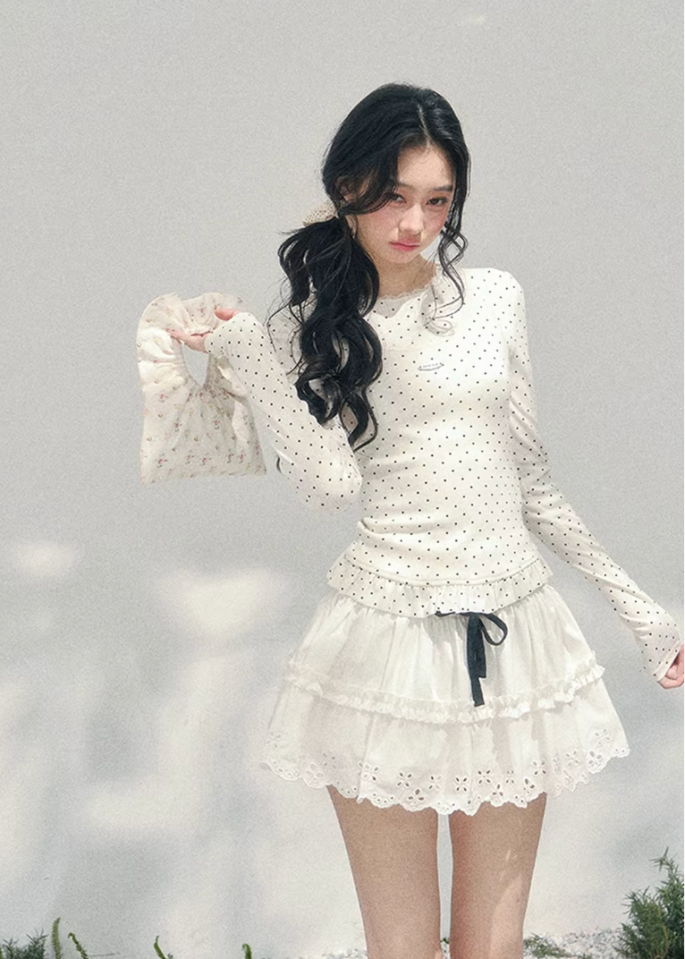 Milk Dot Layered Lace Top