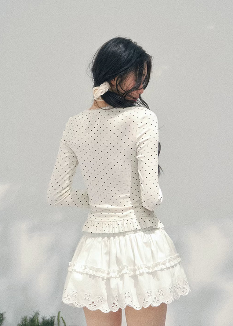 Milk Dot Layered Lace Top