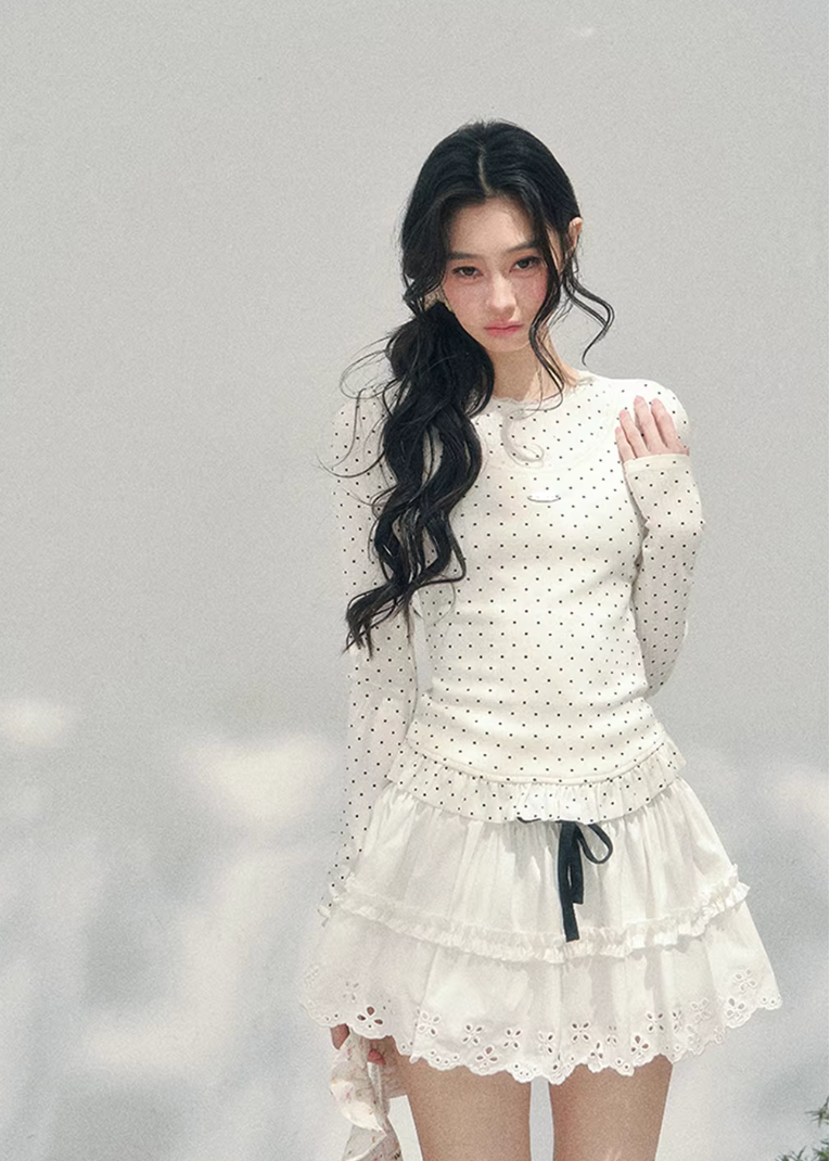 Milk Dot Layered Lace Top