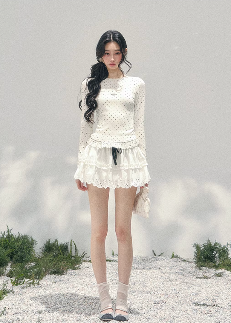 Milk Dot Layered Lace Top