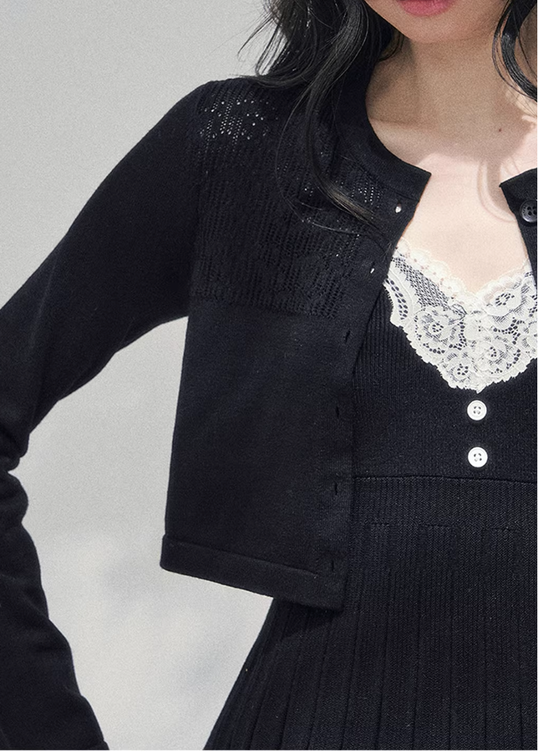 Noir Whisper Lace Twinset