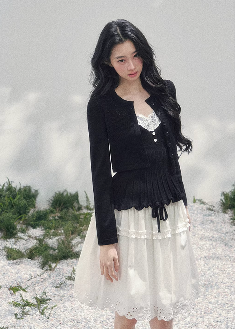 Noir Whisper Lace Twinset