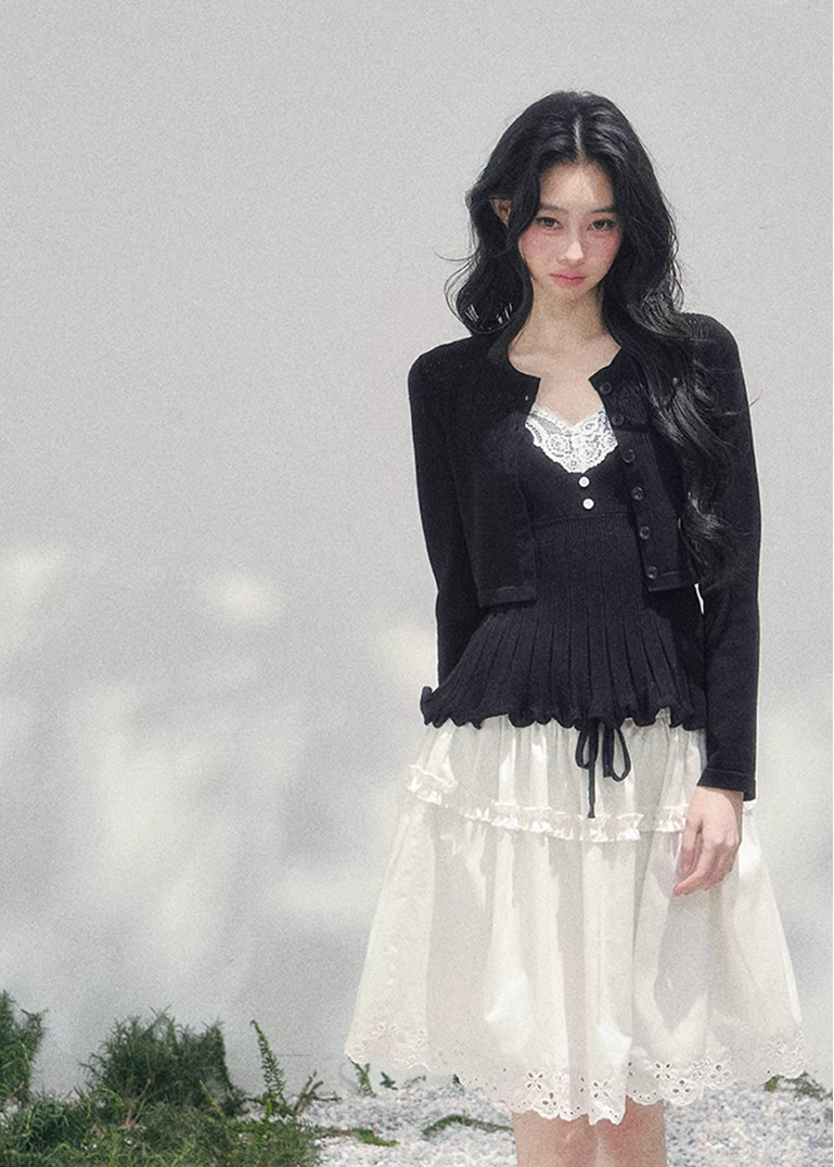 Noir Whisper Lace Twinset