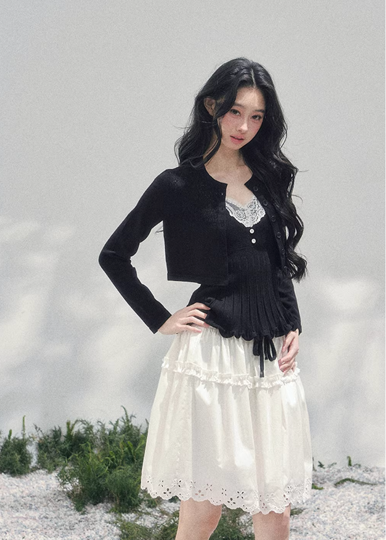 Noir Whisper Lace Twinset