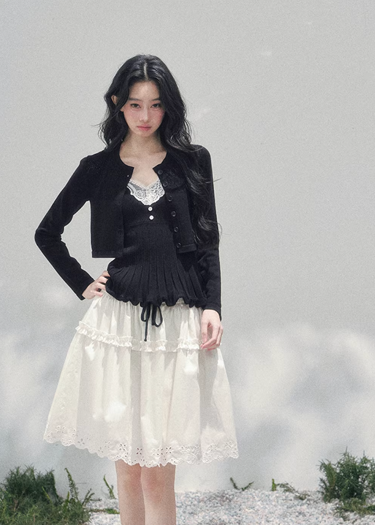 Noir Whisper Lace Twinset