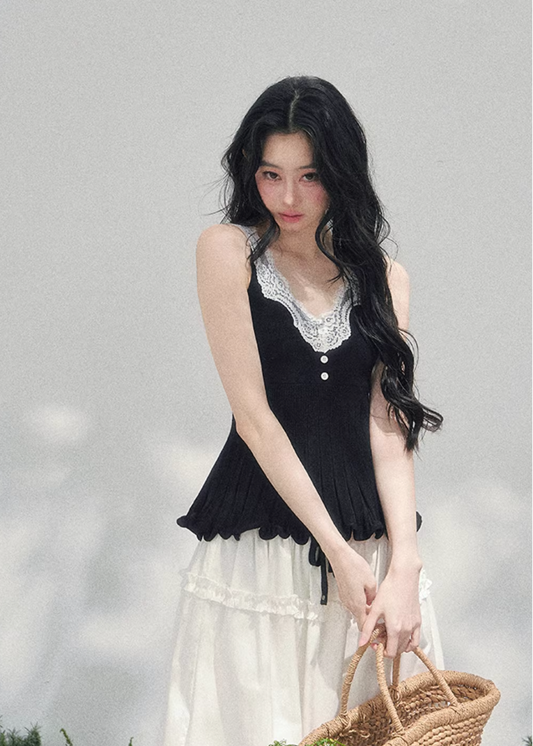 Noir Whisper Lace Twinset
