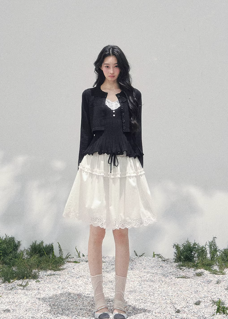 Noir Whisper Lace Twinset