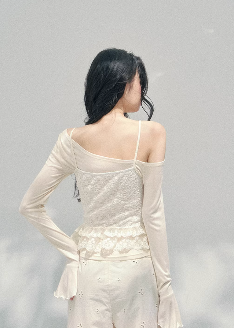 Crème Rêverie Lace Layered Top
