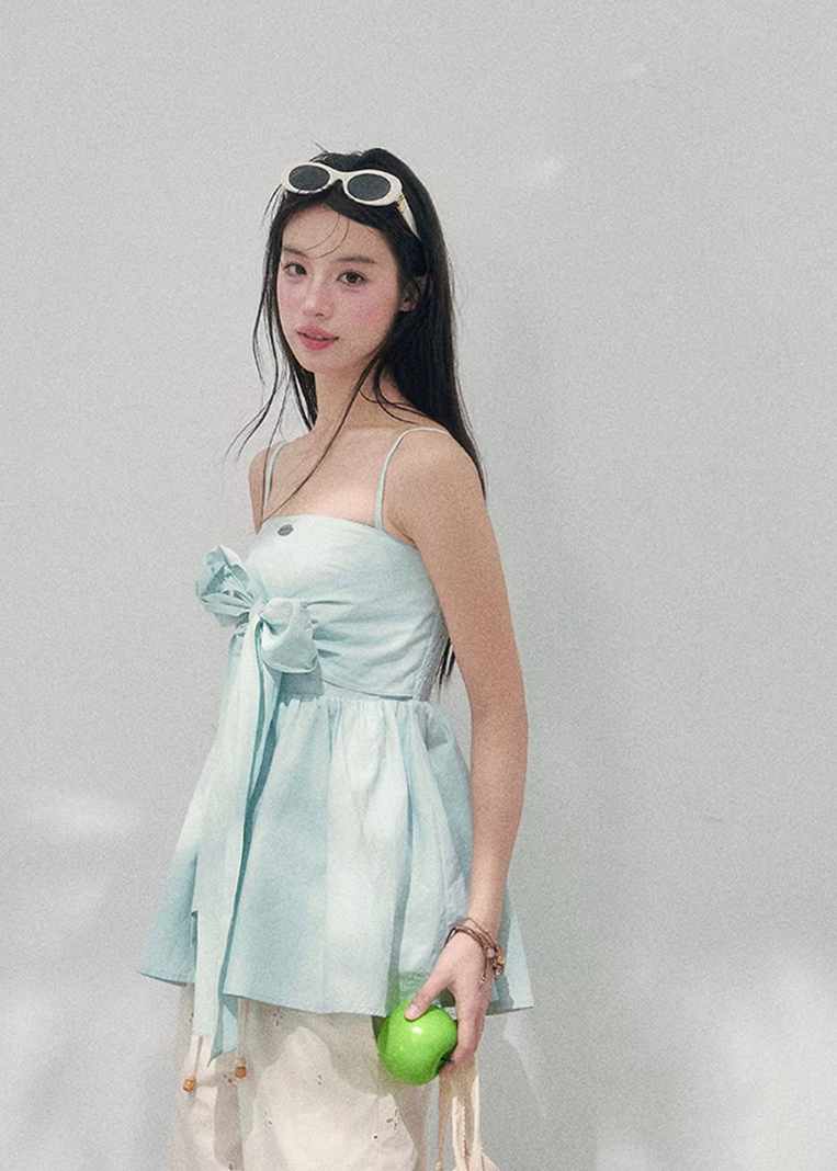 Rosée Ciel One-Shoulder Top