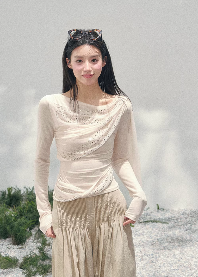 Givre Fleur Draped Knit Set