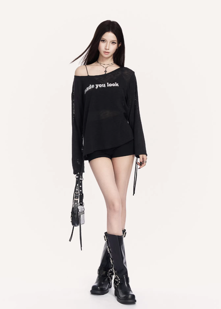 Static Sheer Letter Top
