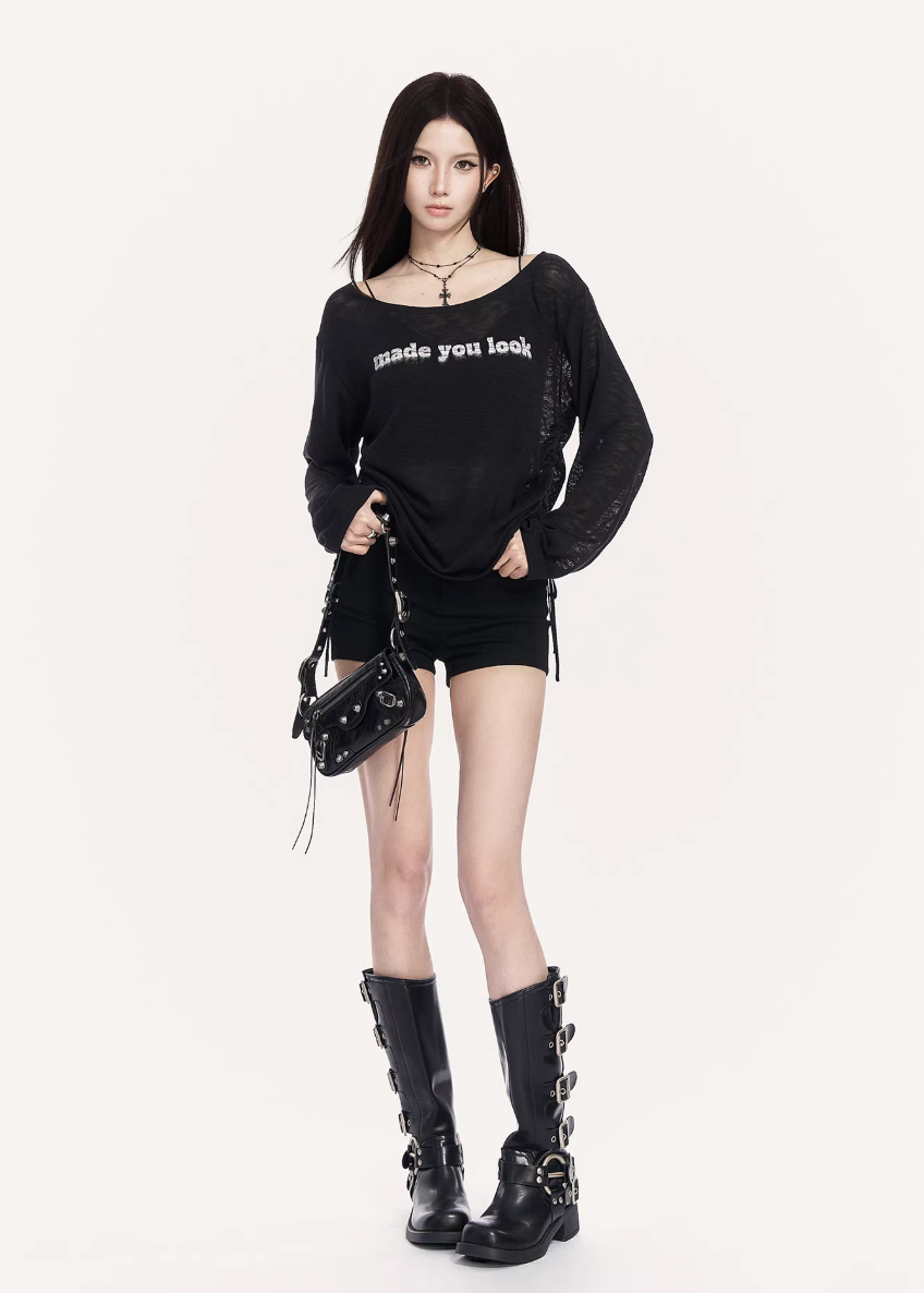 Static Sheer Letter Top