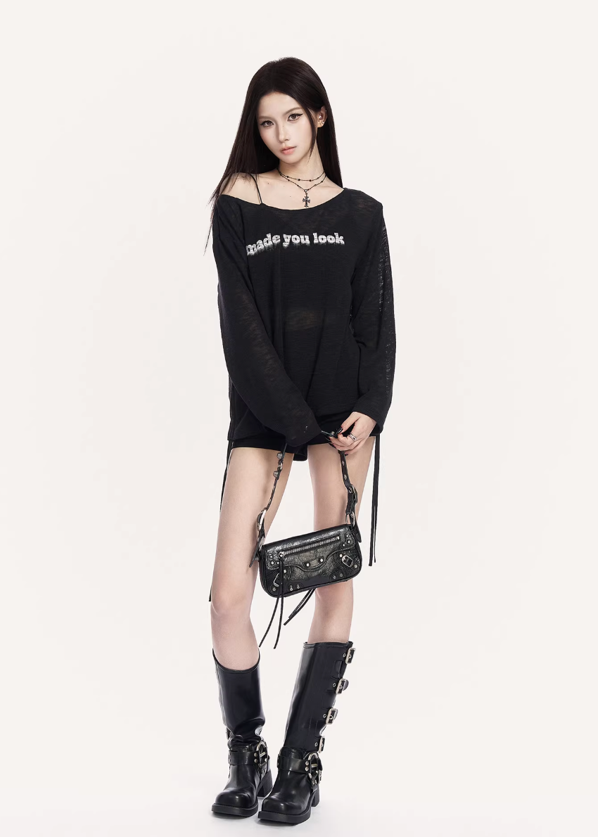 Static Sheer Letter Top