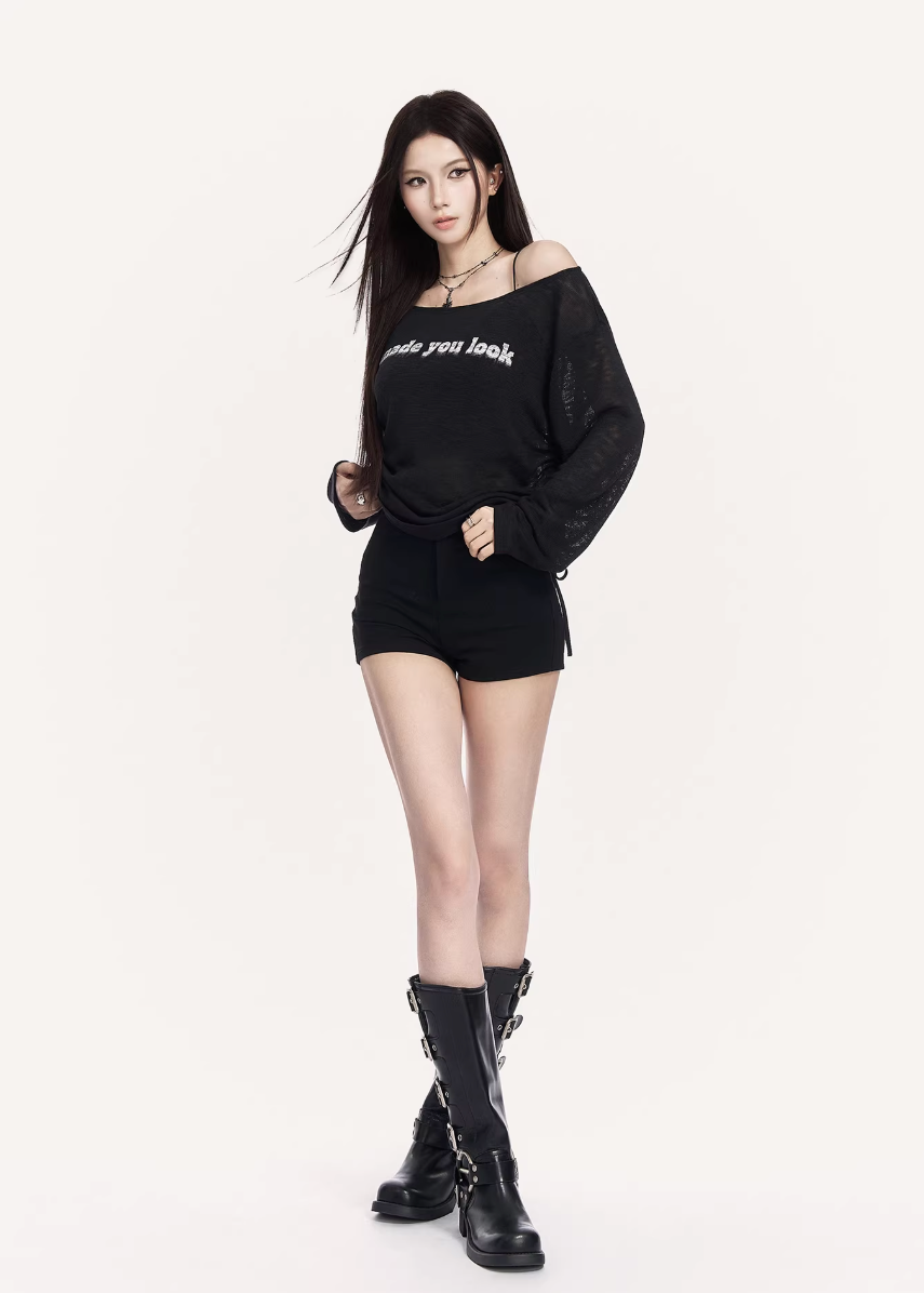 Static Sheer Letter Top