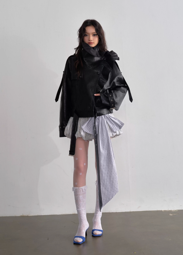 Play Mode Ruffle Leather Jacket