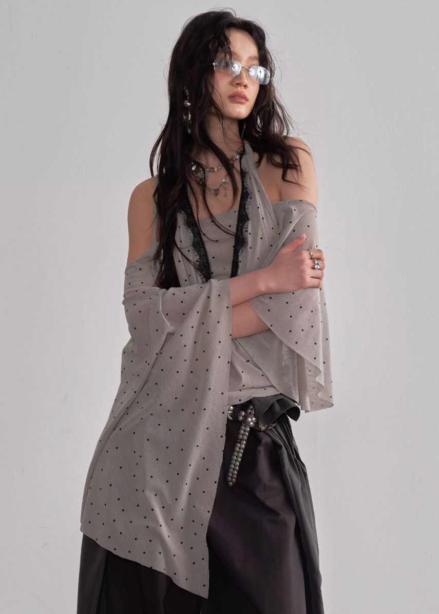 Retro Flow Shawl Halter Top