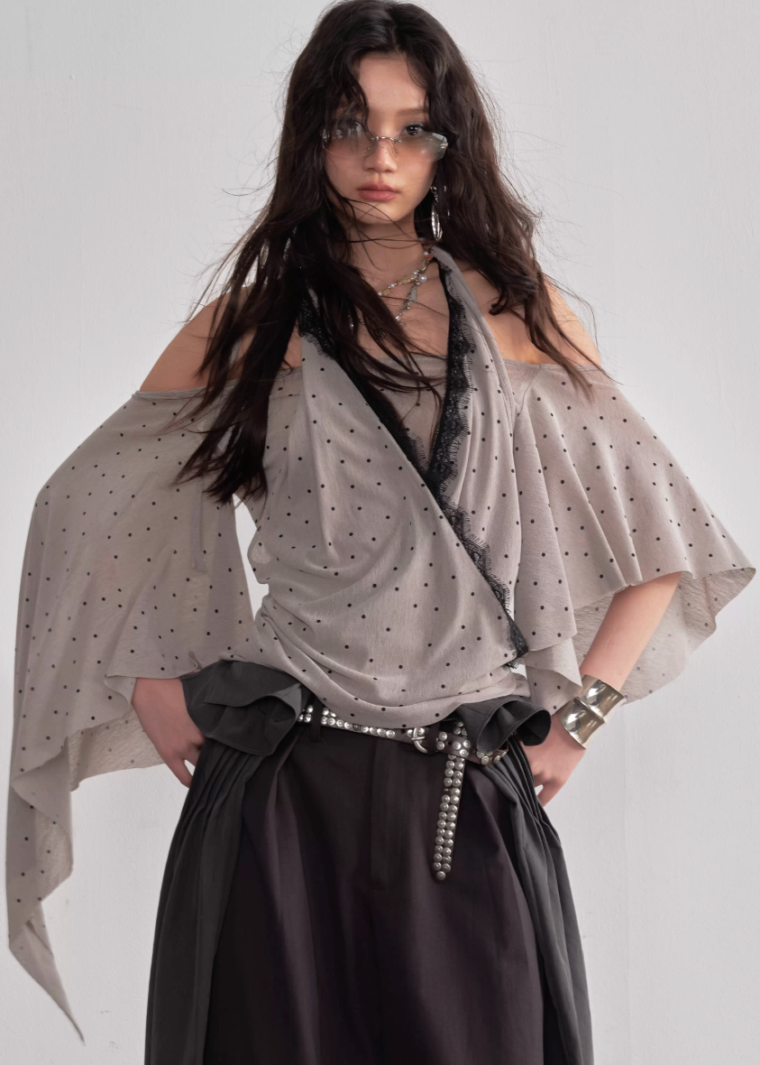 Retro Flow Shawl Halter Top