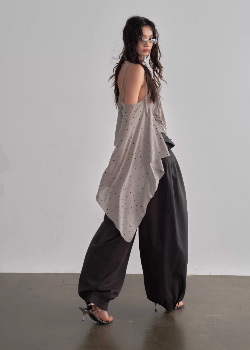 Retro Flow Shawl Halter Top