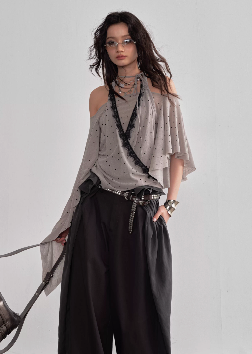 Retro Flow Shawl Halter Top