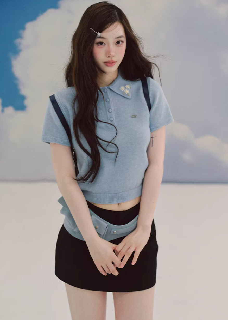 Skyline Embroidered Polo Knit