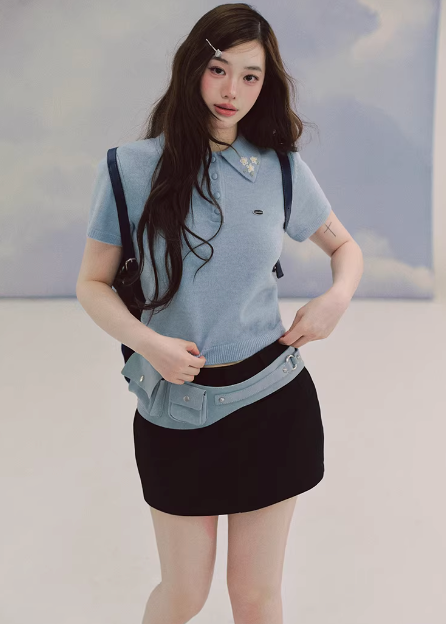 Skyline Embroidered Polo Knit