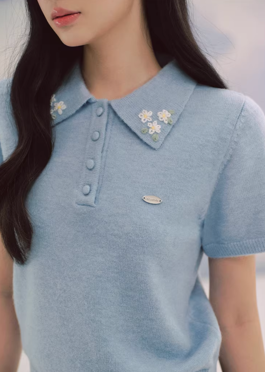 Skyline Embroidered Polo Knit