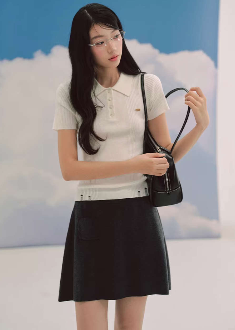 Soft Ivory Polo Knit