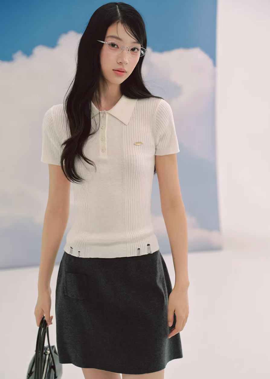 Soft Ivory Polo Knit