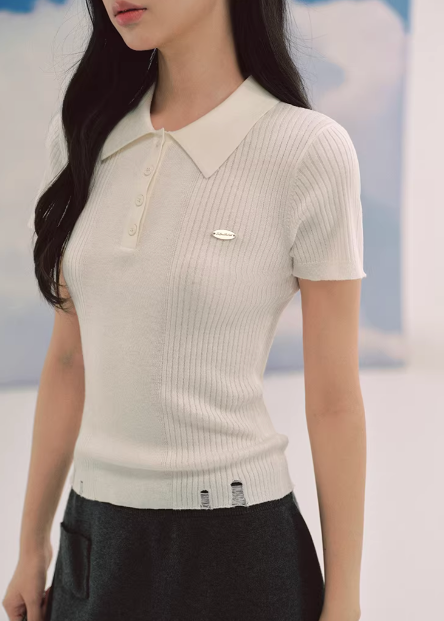 Soft Ivory Polo Knit