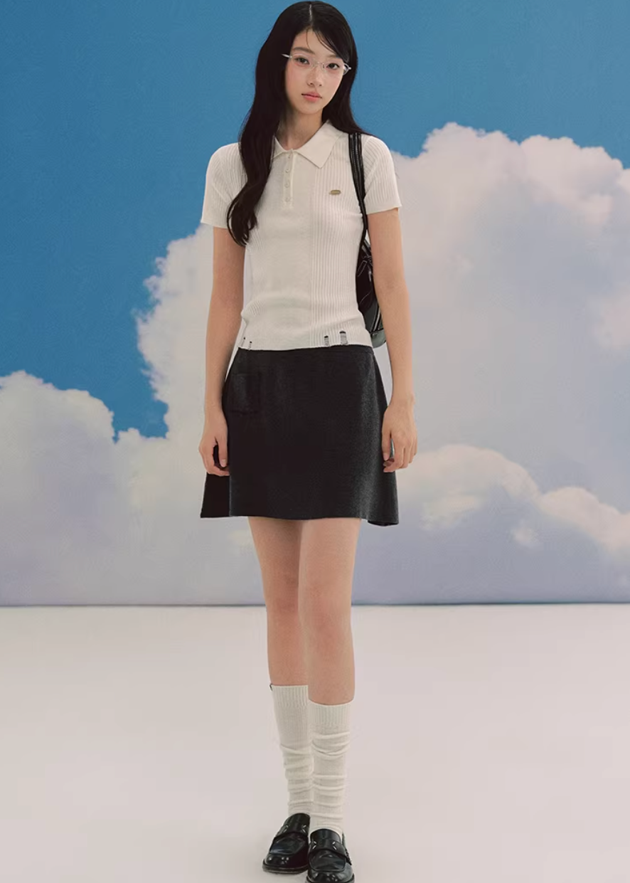 Soft Ivory Polo Knit