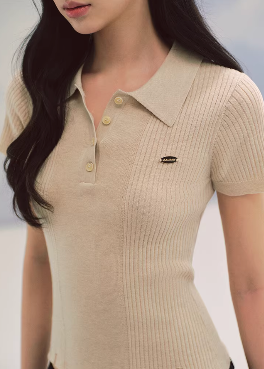 Soft Ivory Polo Knit