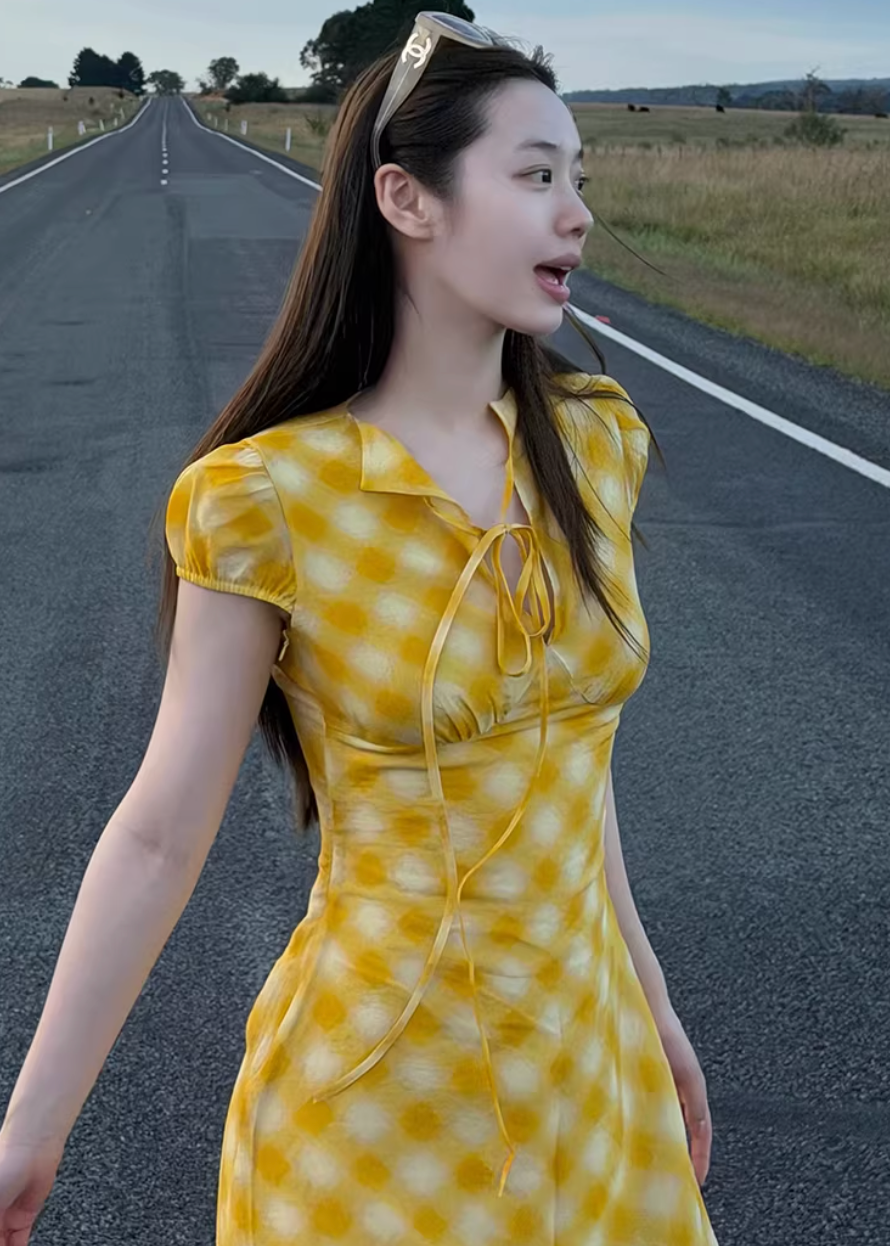 Provence Check Tea Dress
