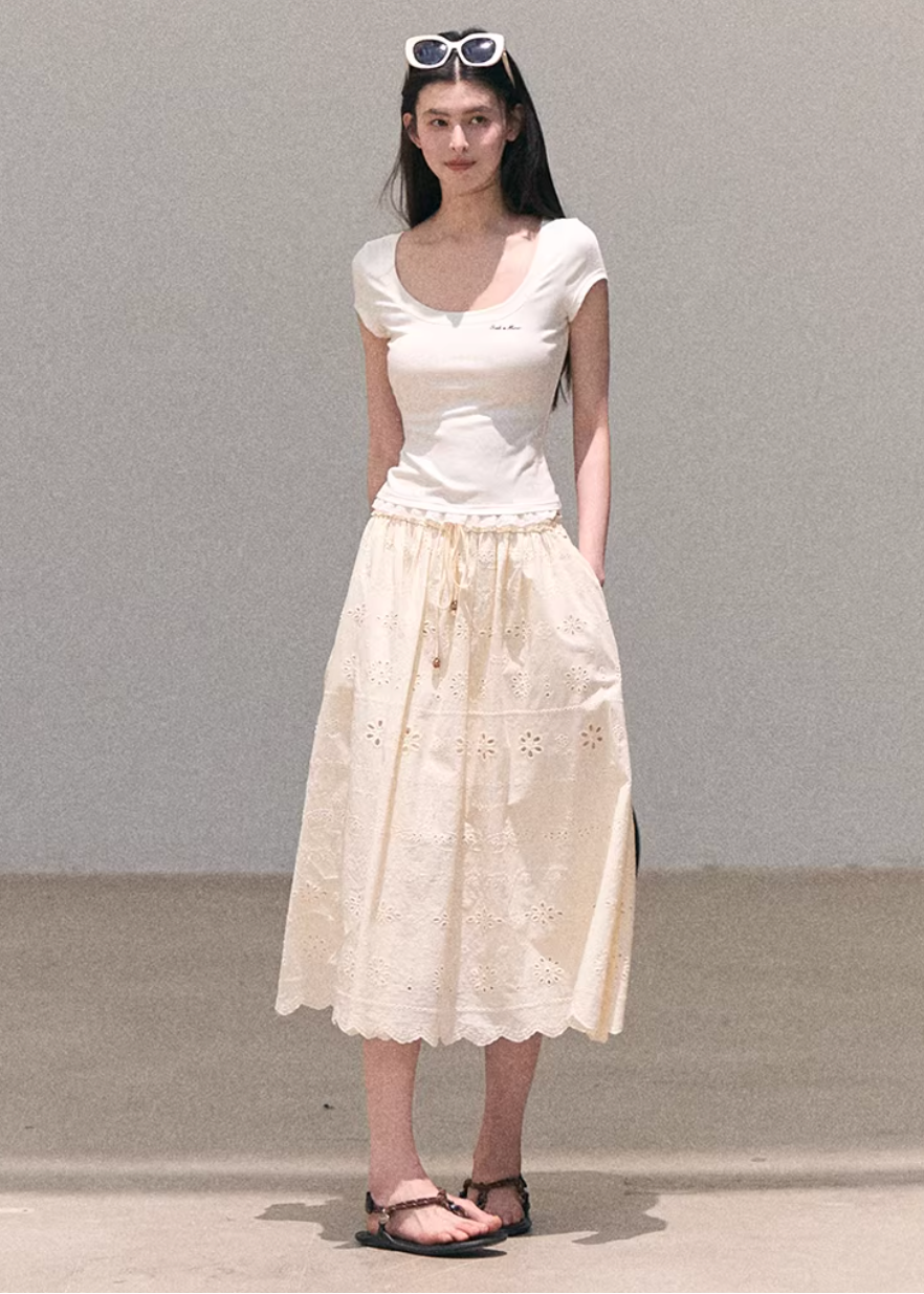 Spring Letter Lace Layer Tee