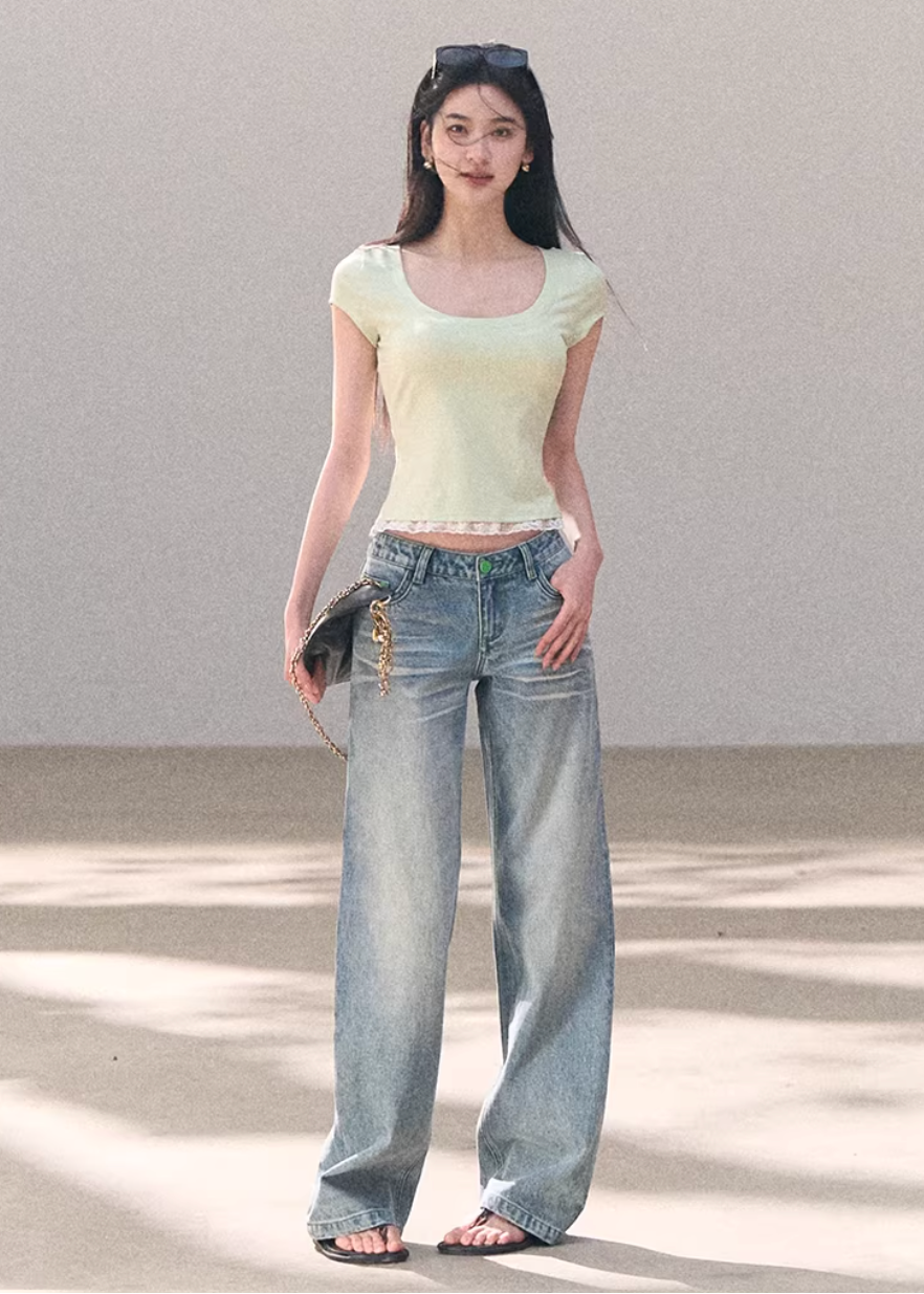 Spring Letter Lace Layer Tee