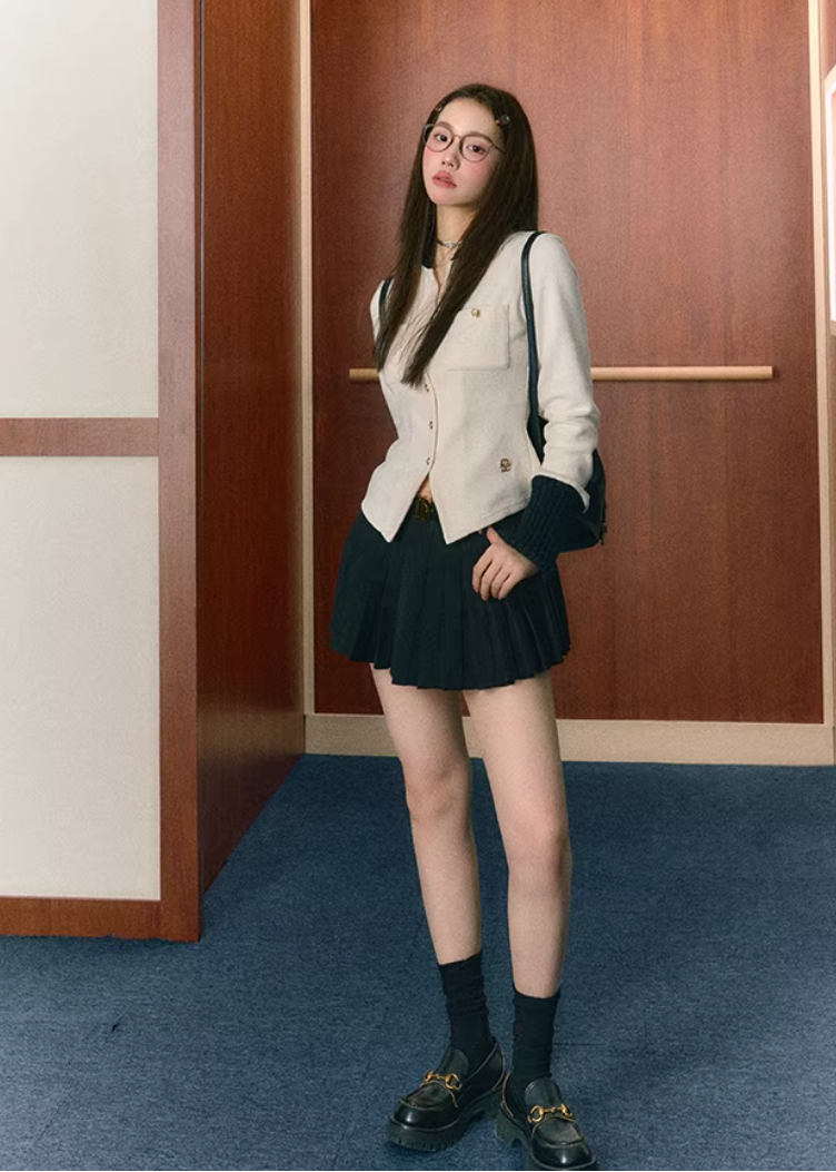 Midnight Preppy Pleated Set