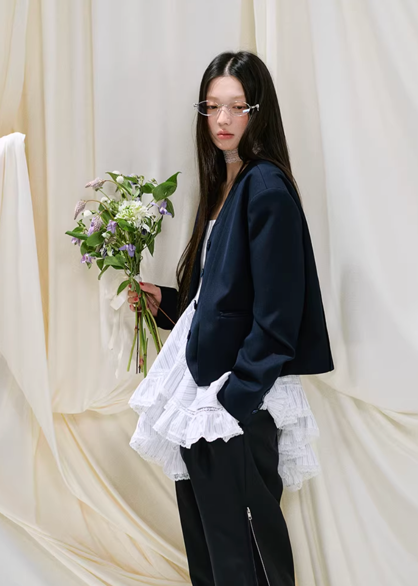 Midnight Veil Patchwork Blazer