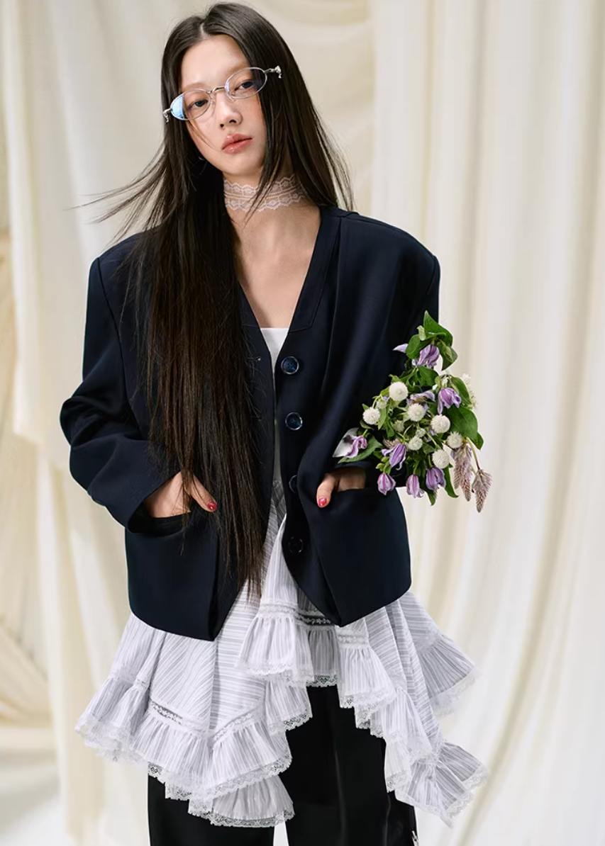 Midnight Veil Patchwork Blazer