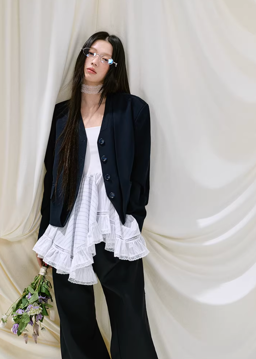 Midnight Veil Patchwork Blazer