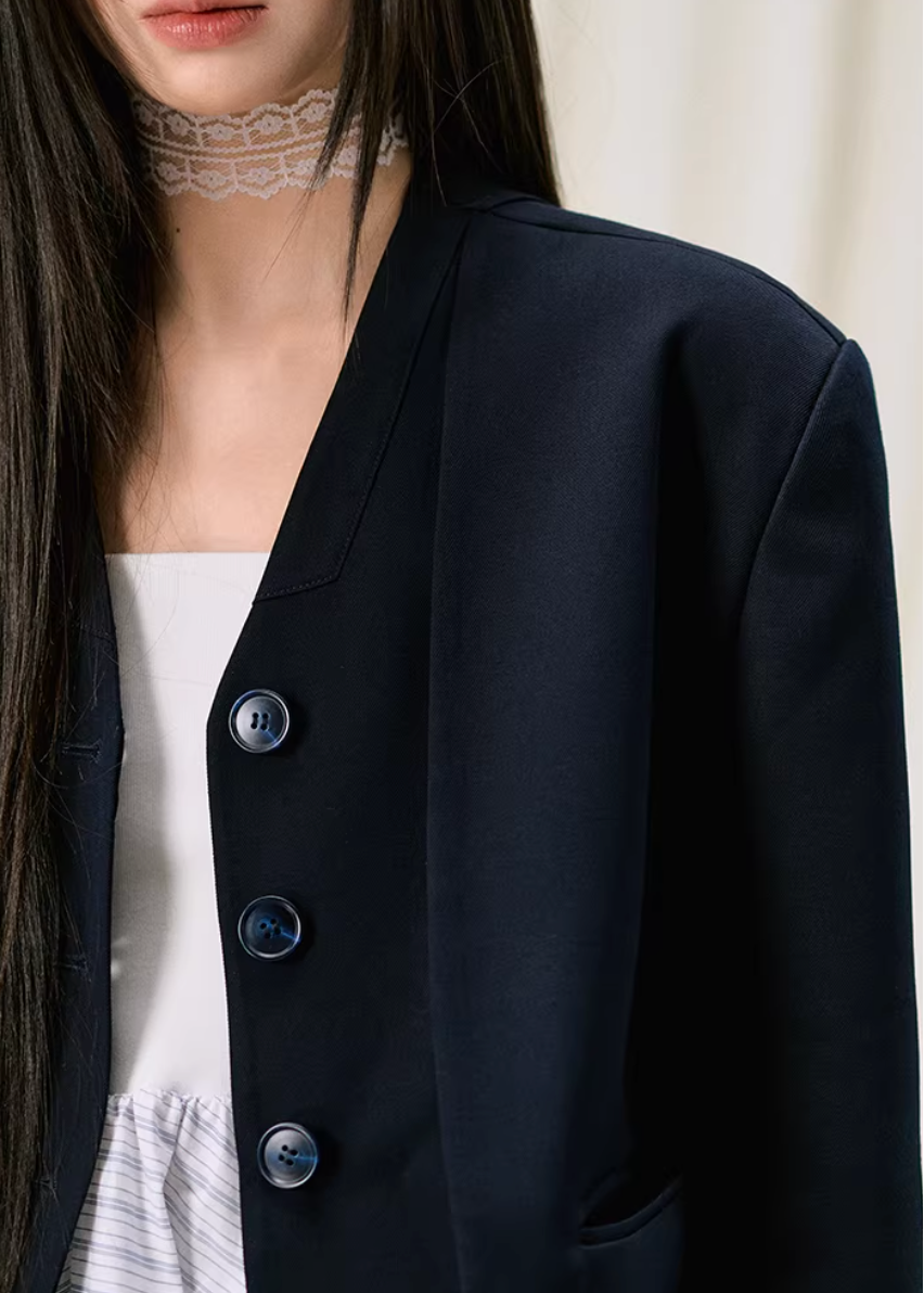 Midnight Veil Patchwork Blazer