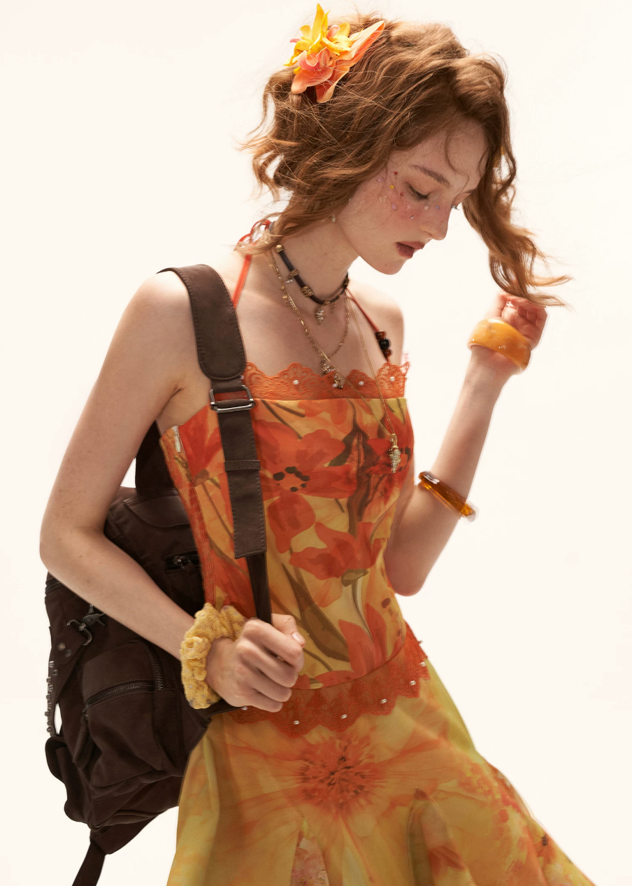 Sunflare Halter Midi Dress