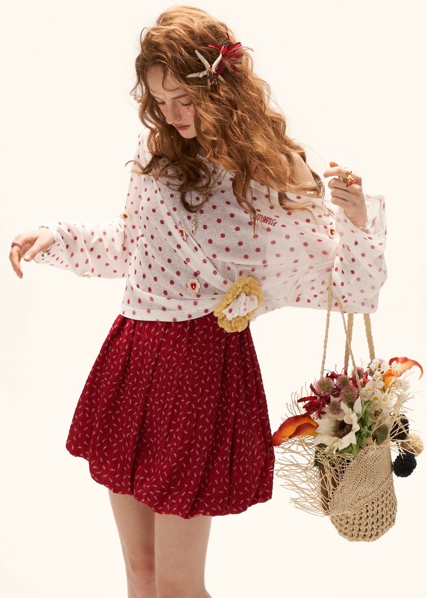 Polka Bloom Sheer Blouse