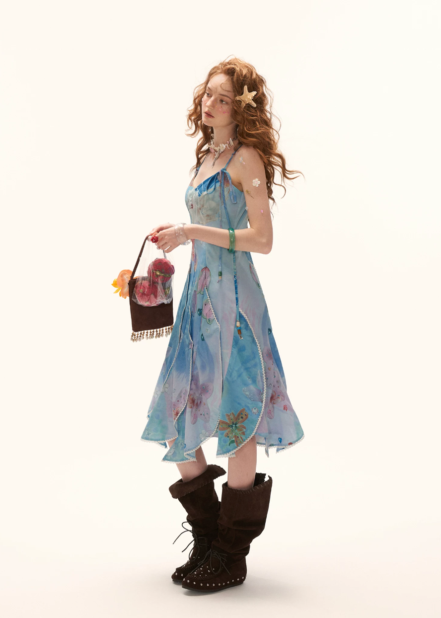 Undersea Bloom Layered Maxi Dress