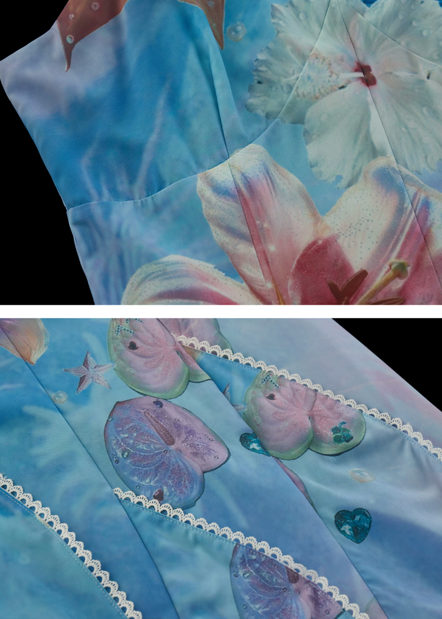 Undersea Bloom Layered Maxi Dress