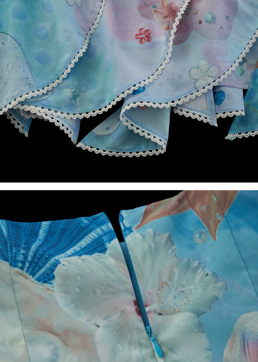 Undersea Bloom Layered Maxi Dress