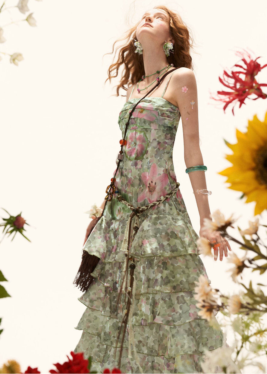 Vintage Garden Tiered Maxi Dress