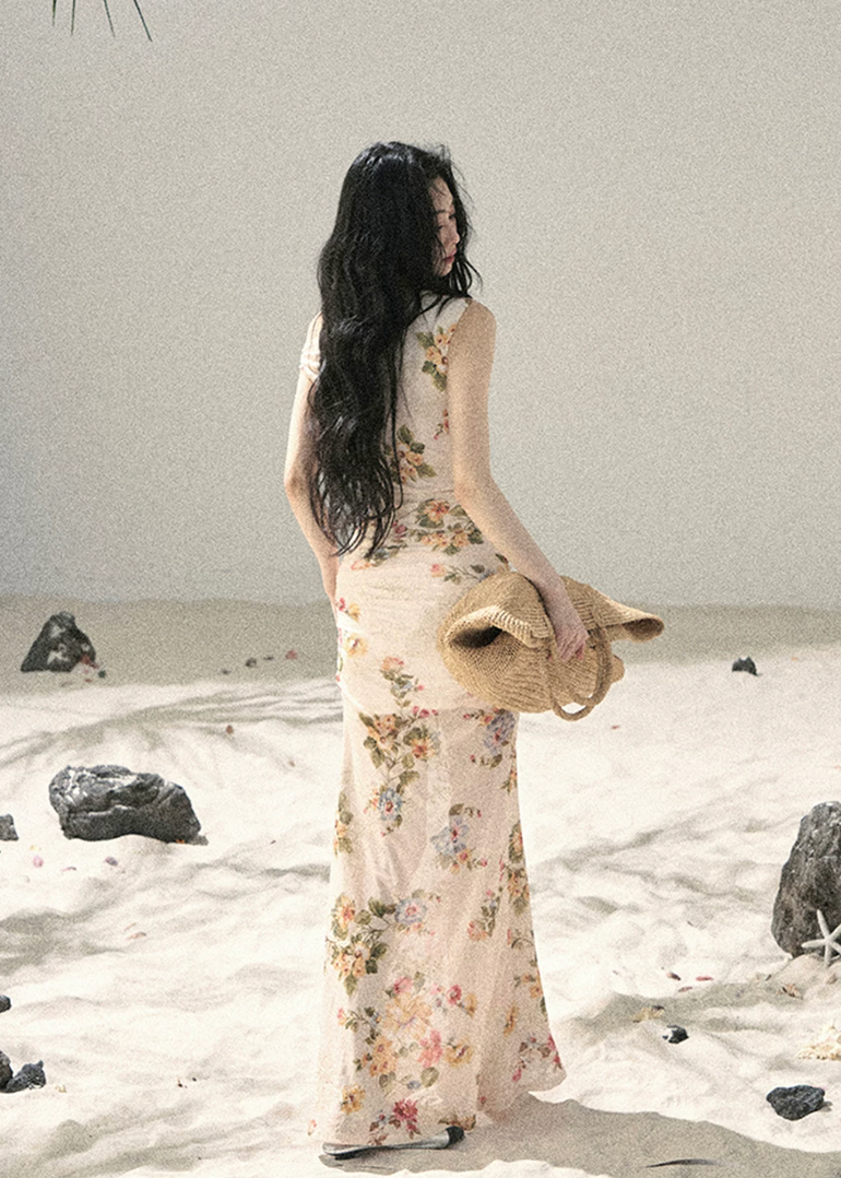 Blooming Whisper Floral Mesh Dress