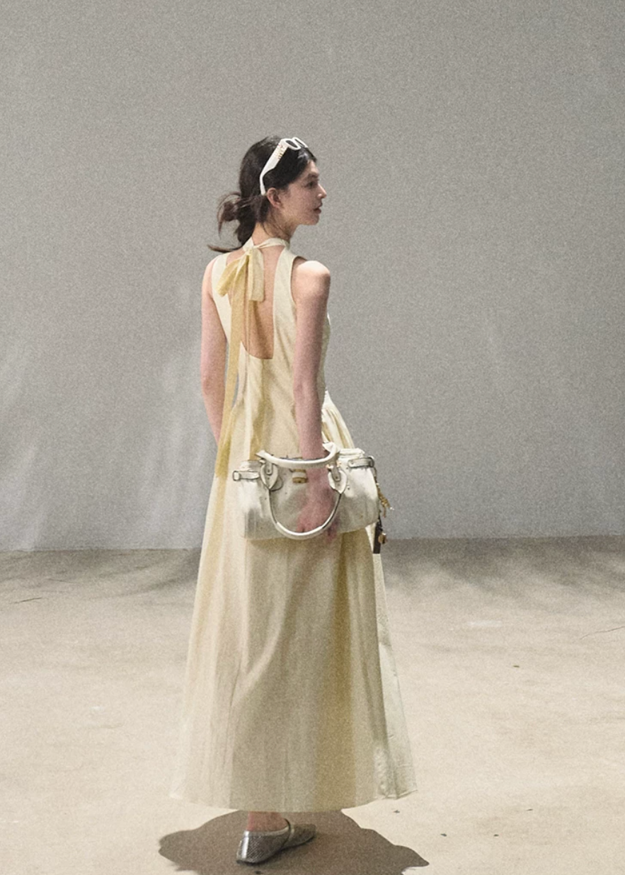Vanilla-Scented Spring Halter Dress