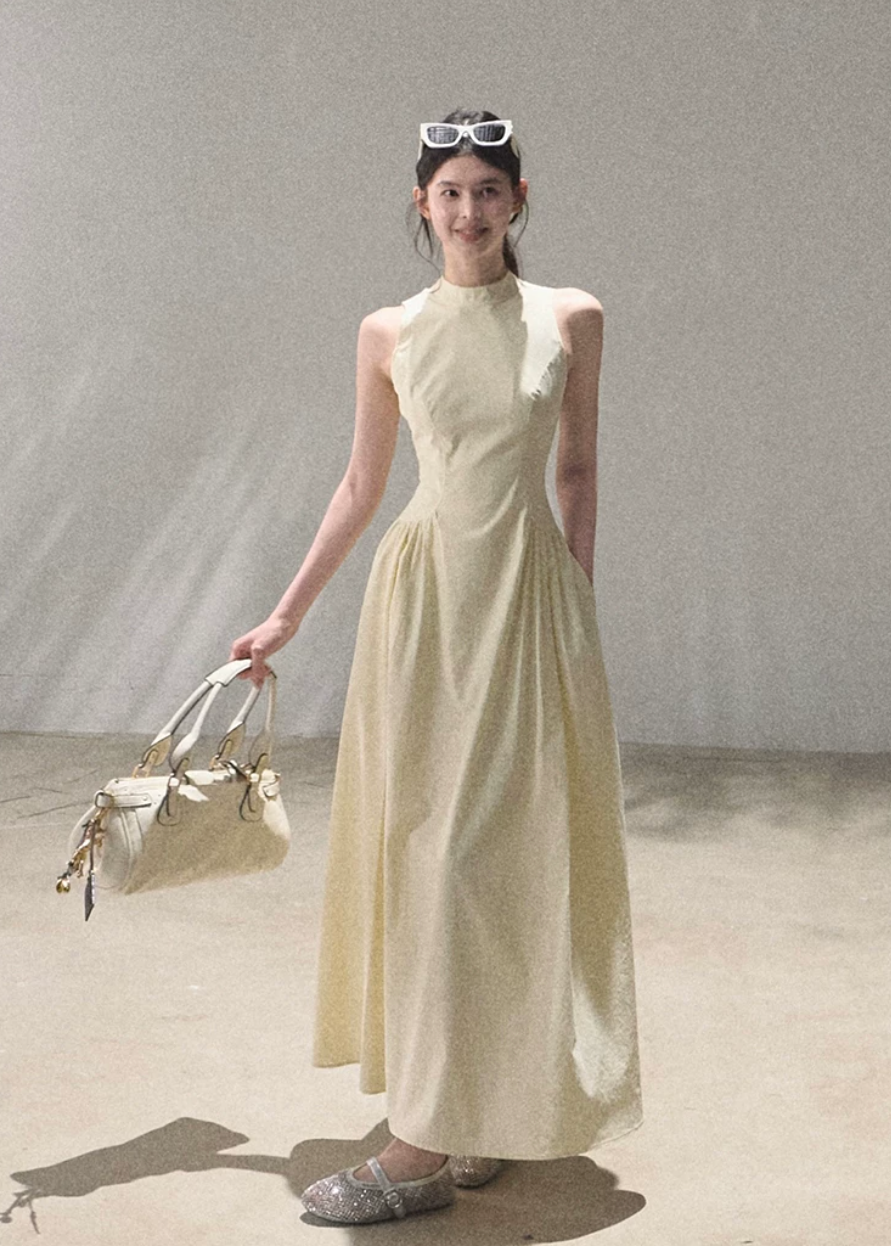 Vanilla-Scented Spring Halter Dress