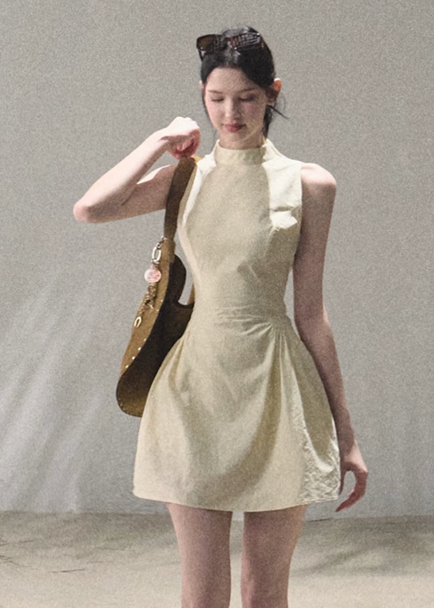 Vanilla-Scented Spring Halter Dress