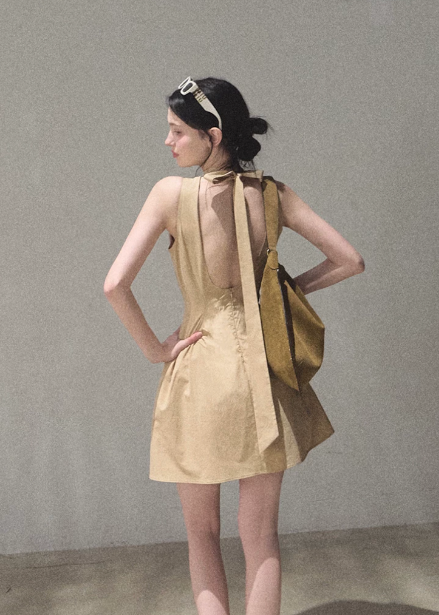 Vanilla-Scented Spring Halter Dress